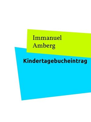 cover image of Kindertagebucheintrag